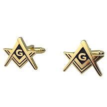 Classic Masonic Cuff Links Goldtone Blue