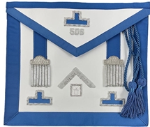 Pennsylvania Past Master Apron with Bullion Cadet Blue trim and Silver Bullion