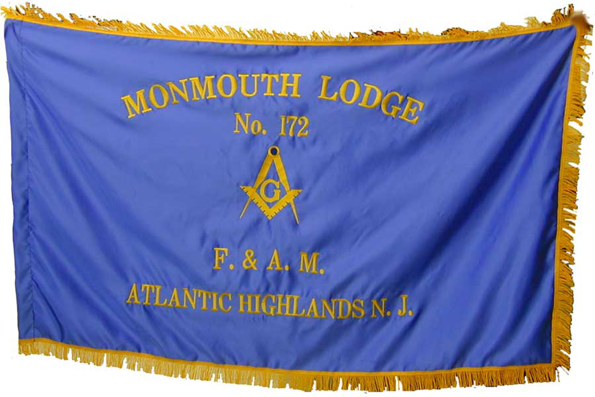 Embroidered Masonic Blue Satin Flag