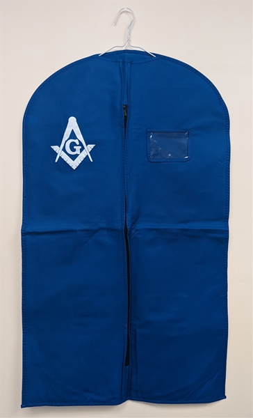 Mens 40" suit bag Blue/White with Masonic emblem